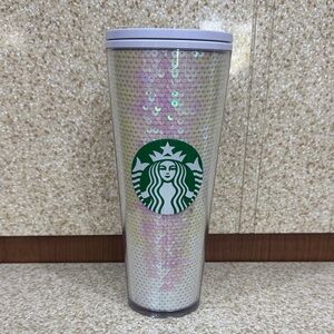 Starbucks 2020 Holiday White Sequin Cold Tumbler with Lid